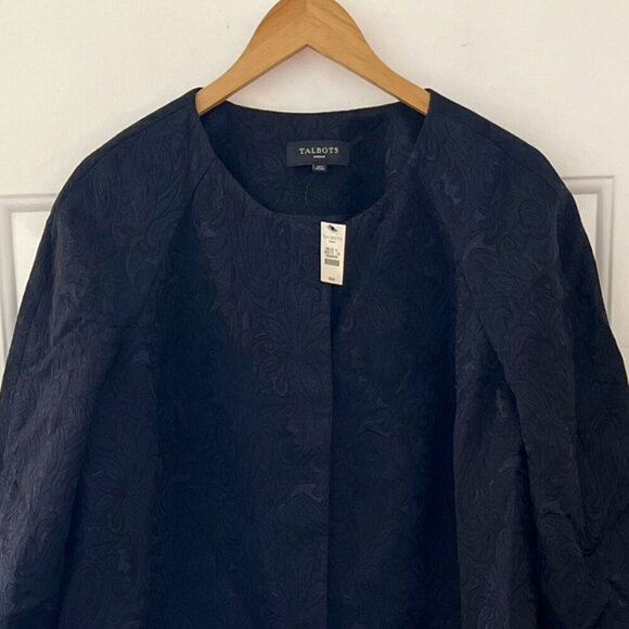 Talbots Woman's Plus-Size Black Tapestry Long-Lined Jacket/Cardigan Sz 16 - Picture 2 of 10